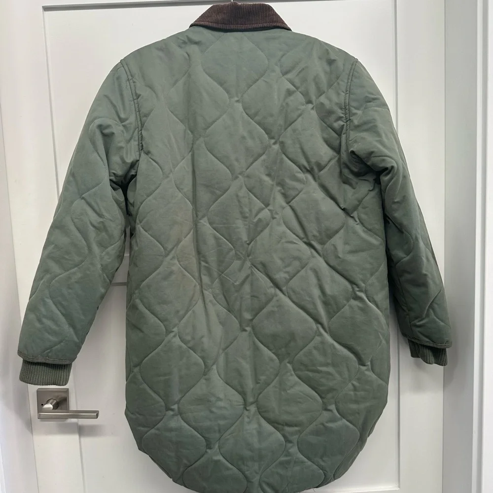 Alex Mill Quilted Utility Jacket in Olive Green with Brown Collar Size Medium - Picture 5 of 8